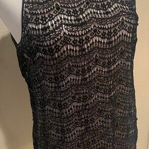 Black lace tank top with beading